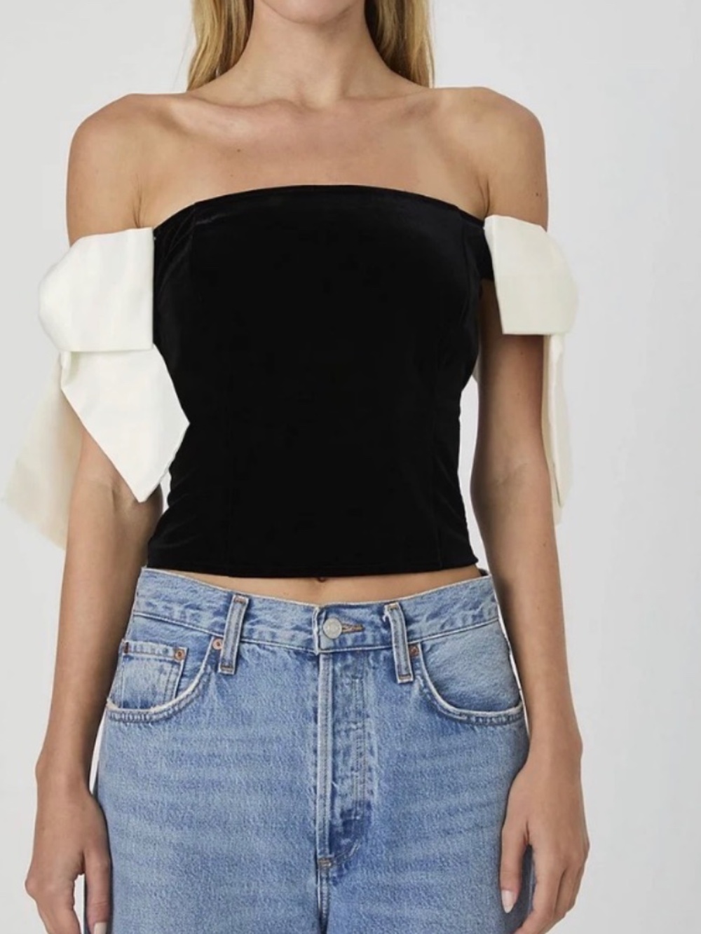 NWT FRENCH CONNECTION Velvet Carey Satin Bow Top Size 4